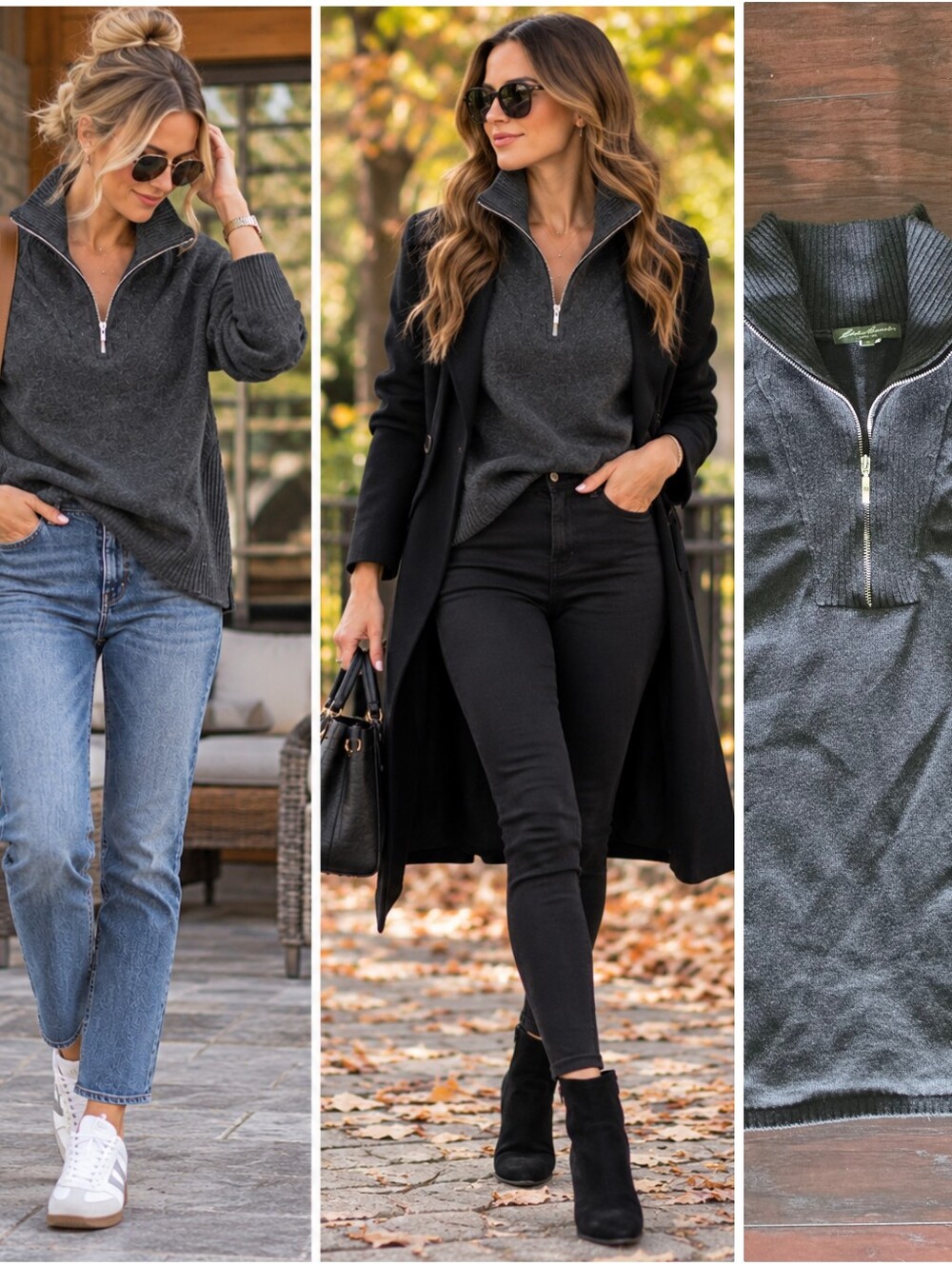 Eddie Bauer Charcoal Gray Half-Zip Sweater